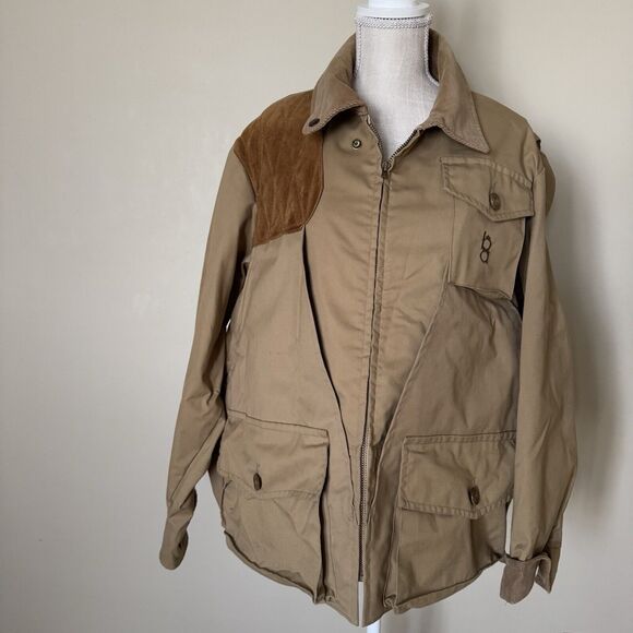 Vintage Bob Allen Sportswear Mens‎ L Jacket Hunt Khaki Pocket Full Zip Game Bag - Picture 1 of 8